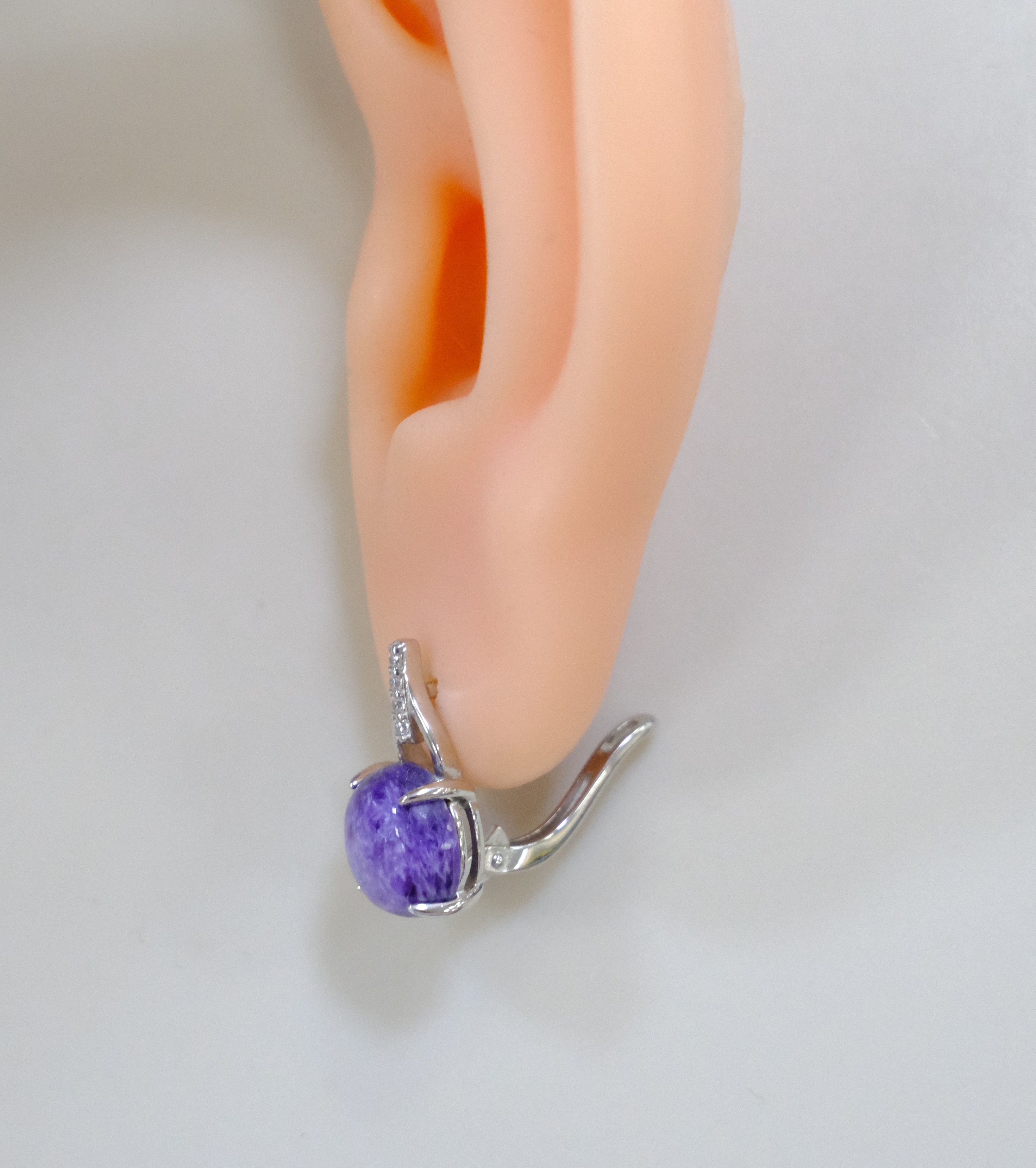 Серебряные серьги с чароитами